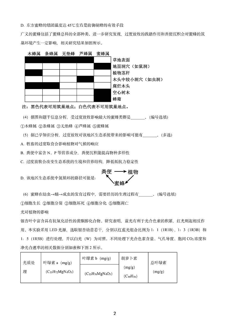 上海市奉贤区2025-2026学年高三上学期一模考试 生物试题+答案第2页