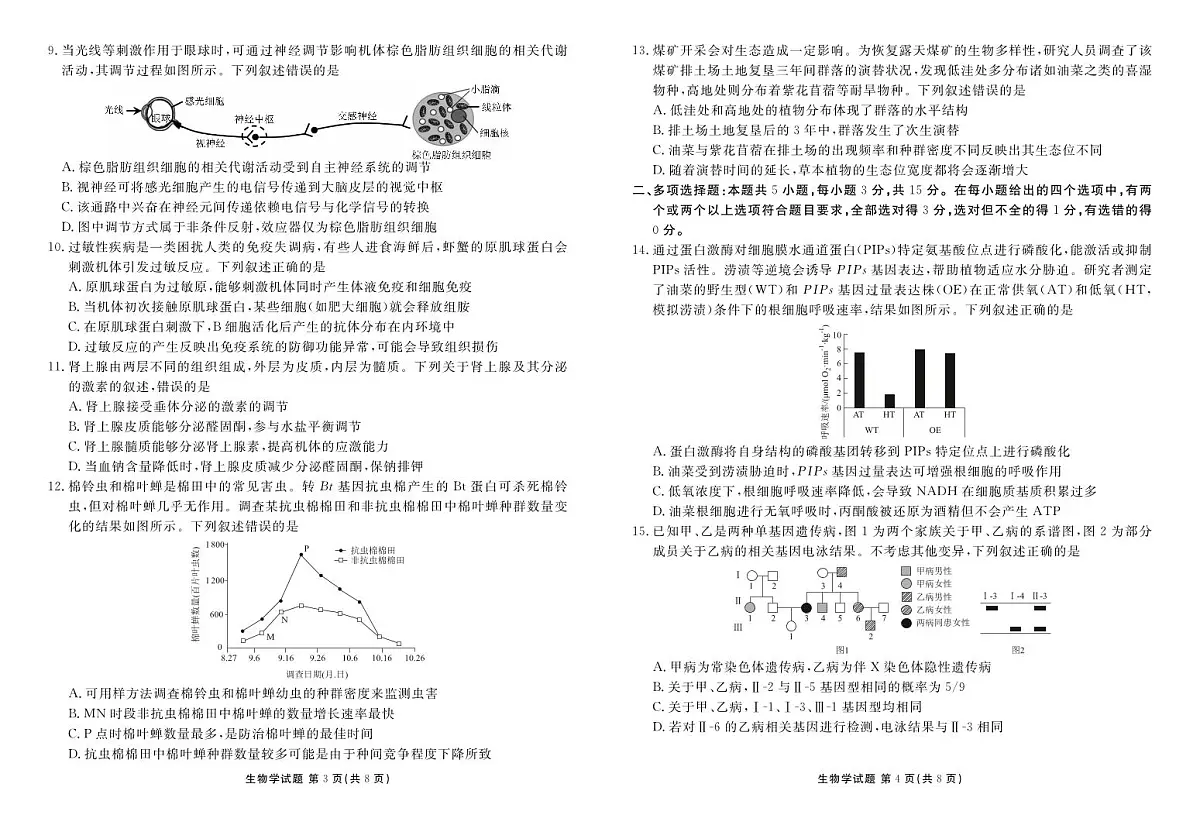 河北省衡水金卷2026届高三上学期12月联考生物第2页
