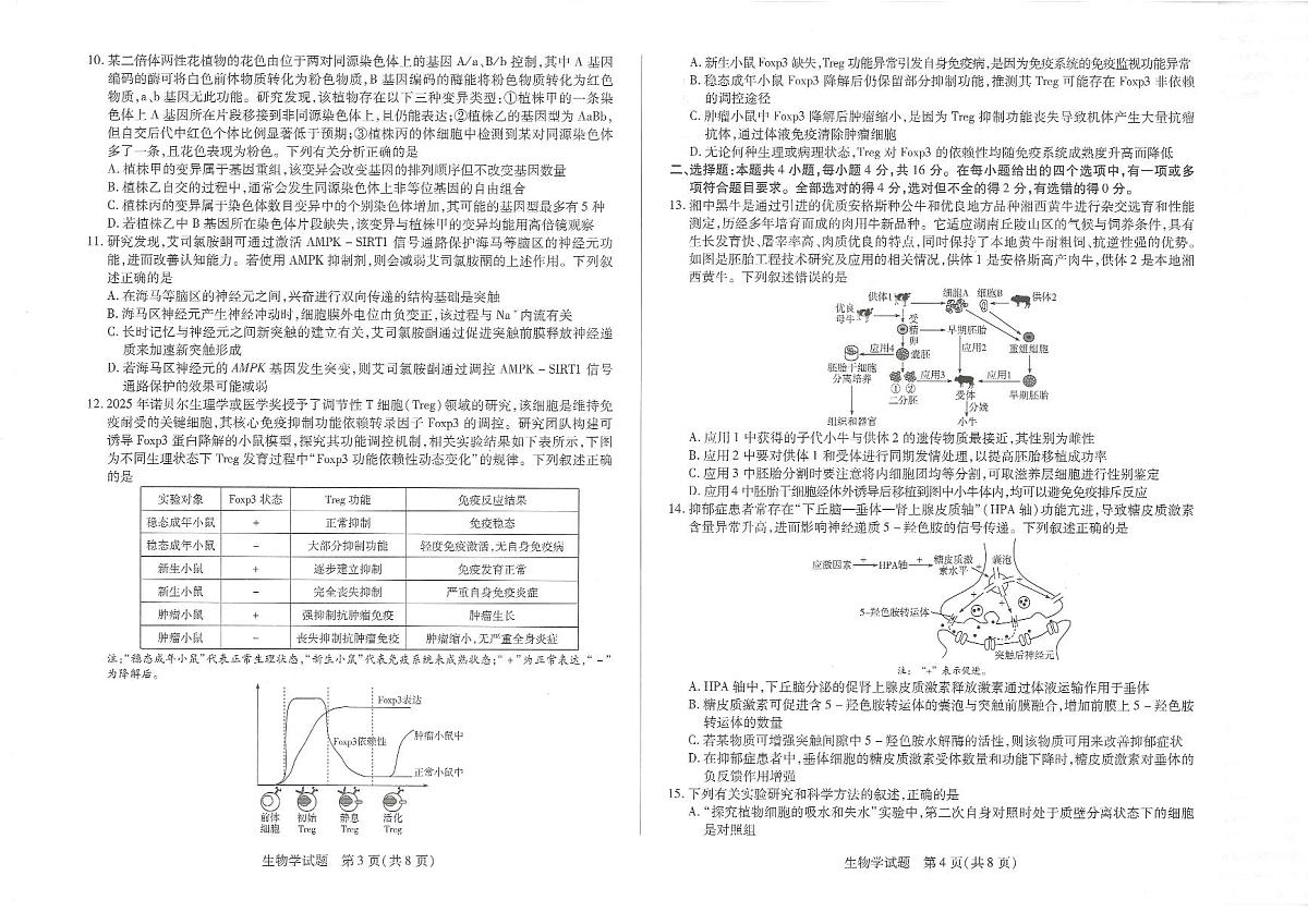 湖南省湘一名校2025-2026学年高三上学期12月月考生物试题第2页