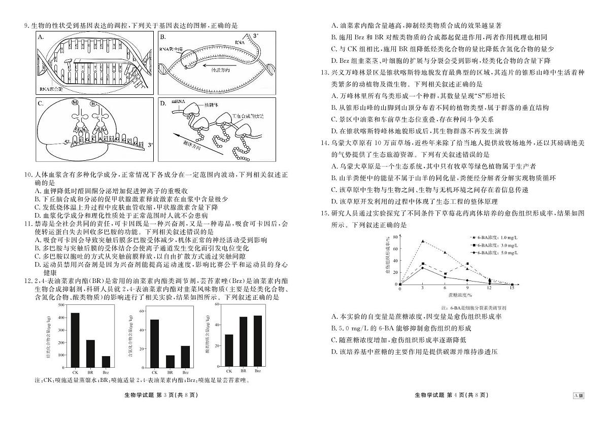 贵州省2026届高三上学期12月阶段性自测生物第2页