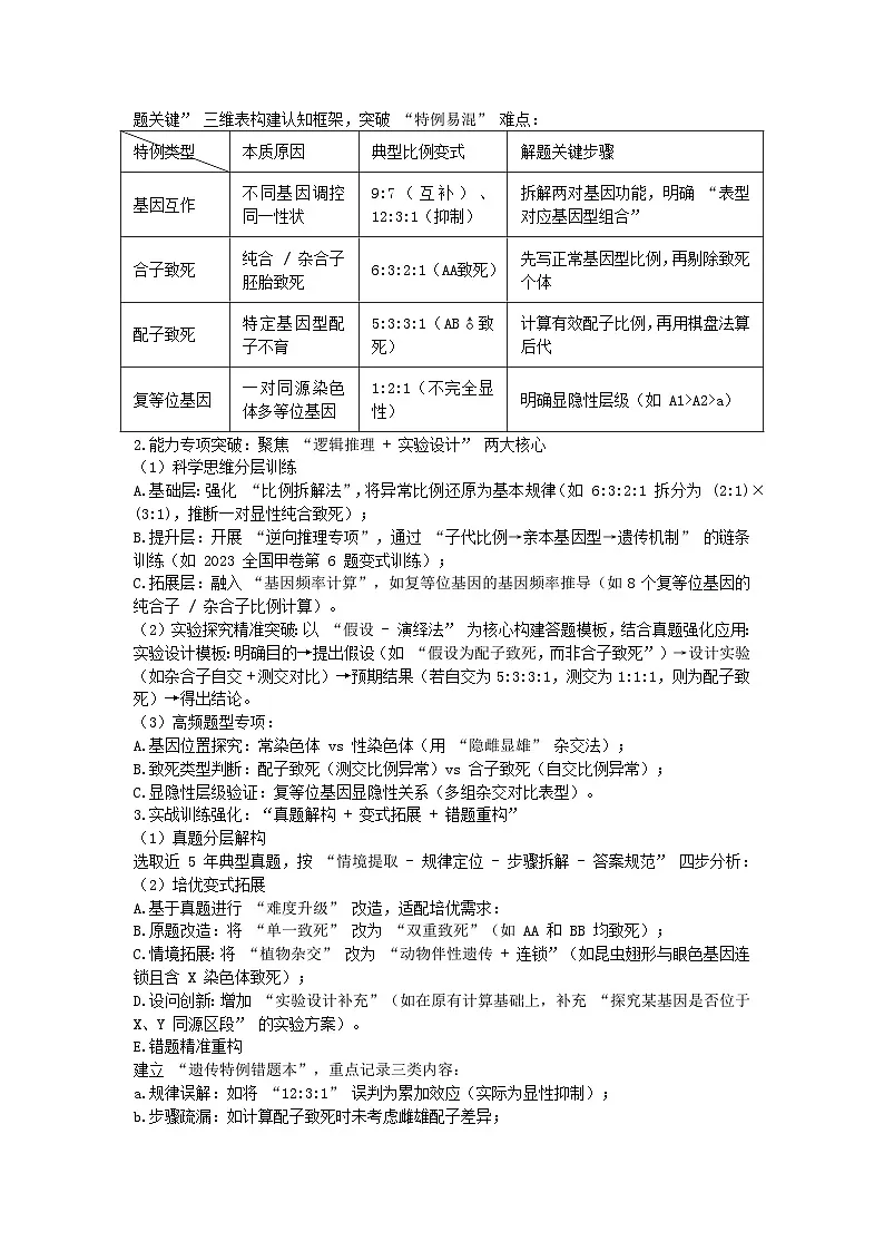 专题07 遗传定律的特例（高效培优讲义）（原卷版）第3页