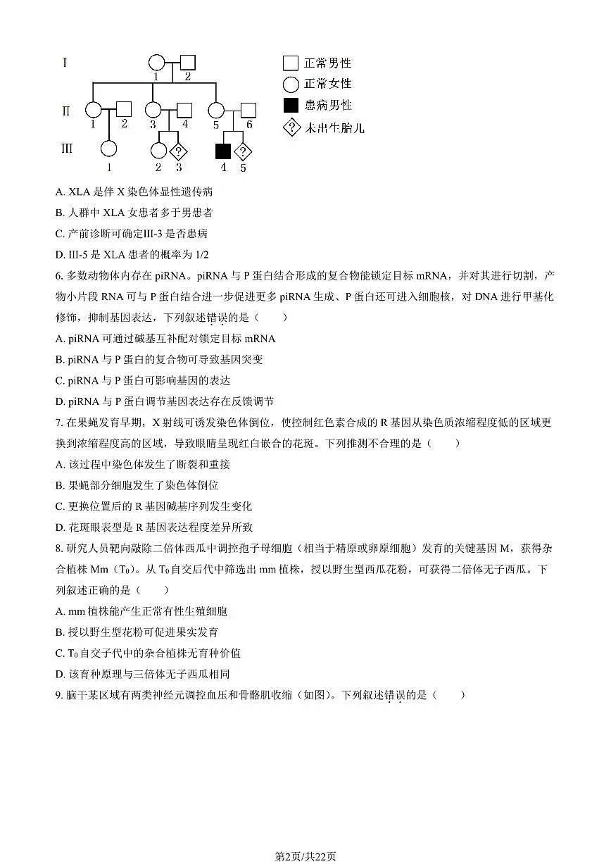 2025北京西城高三（上）期末生物试卷（教师版）第2页