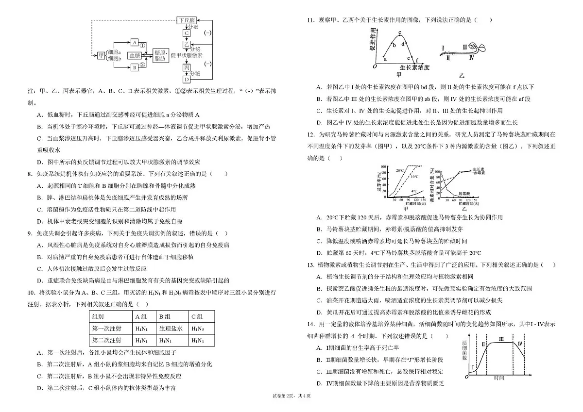 云南省曲靖市沾益区曲靖一中沾益清源高级中学2025-2026学年高二上学期12月月考生物试题第2页