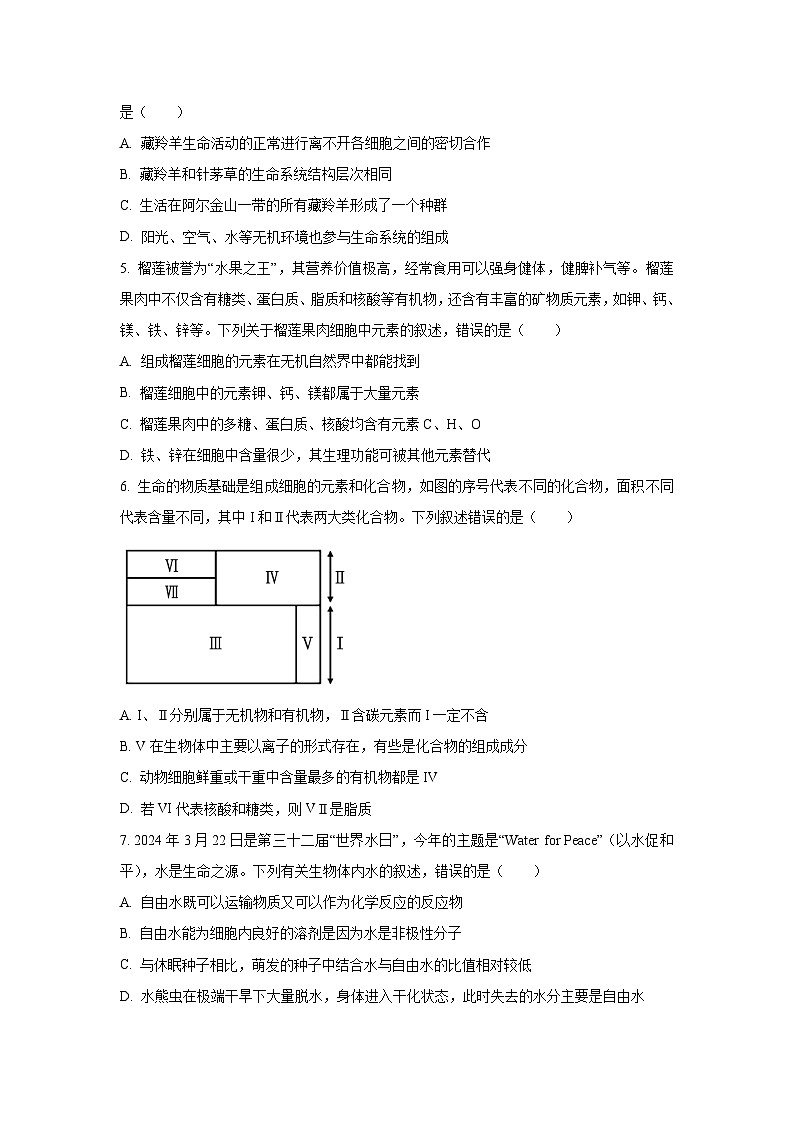 【生物】江西省部分校联考2025-2026学年高一上学期11月联考试题（学生版）第2页