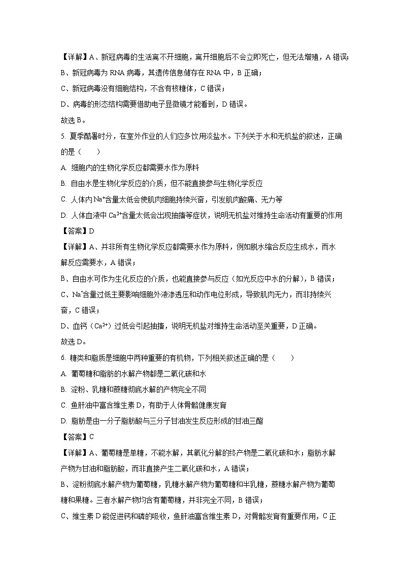 【生物】辽宁省锦州省重点2025-2026学年高一上学期期中试卷（解析版）第3页