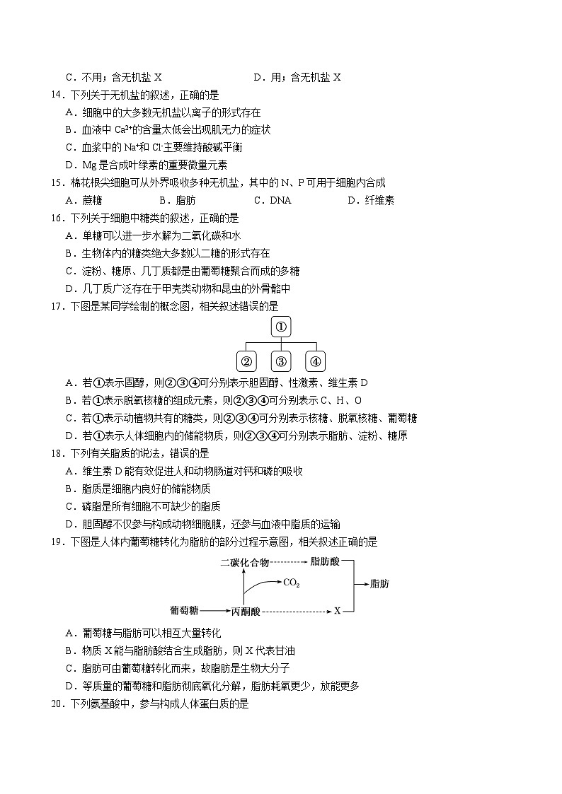 江苏省南京市七校2025-2026学年高一上学期期中联合调研试题 生物 Word版含答案第3页