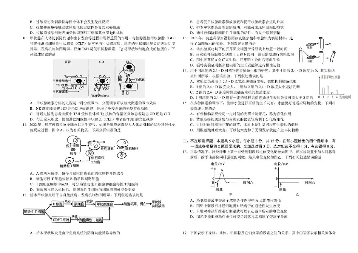 2025-2026学年吉林省长春市朝阳区长春外国语学校高二上学期12月月考生物试题（有答案）第2页
