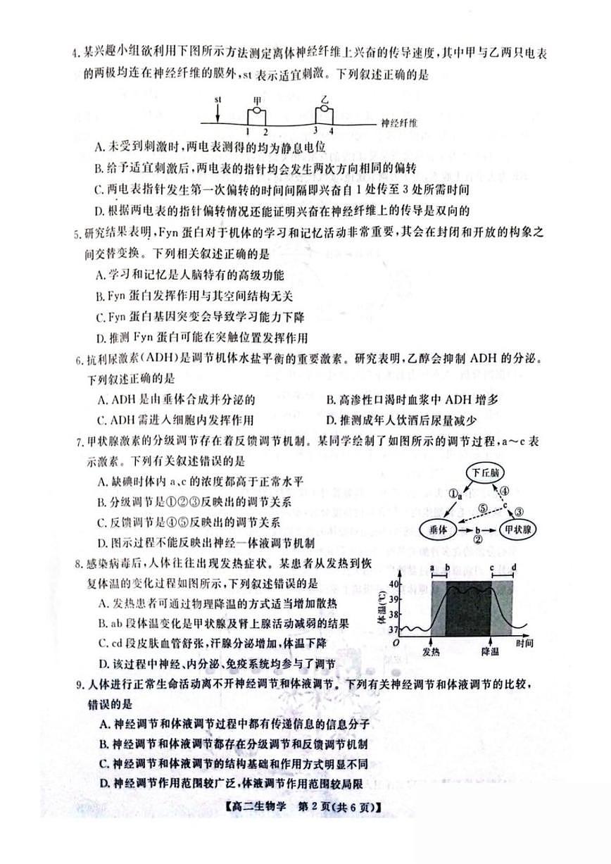 2025-2026学年陕西省榆林市府谷县府谷中学高二上学期第二次学情调研检测生物试卷（有答案）第2页