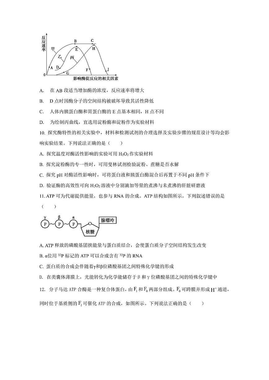 2025-2026学年山东省聊城市高唐县第一中学高一上学期12月测试生物试题（有答案）第3页