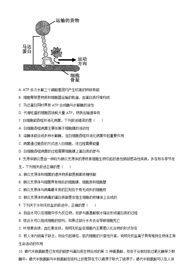 福建省莆田市第四中学高一上学期期末考试生物试题（原卷版）-A4第3页