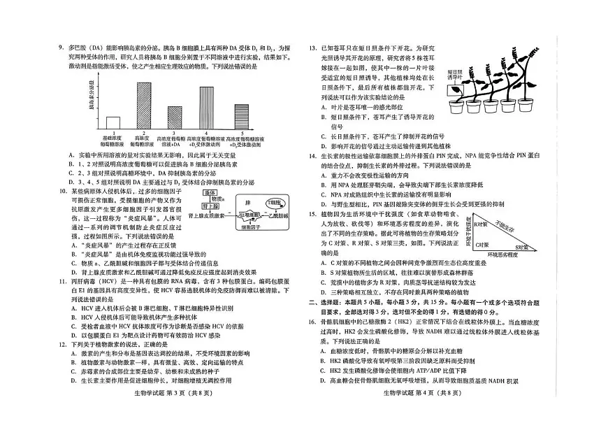 山东省潍坊市2025-2026学年高二上学期12月学科素养能力抽样测评生物试卷（月考）第2页
