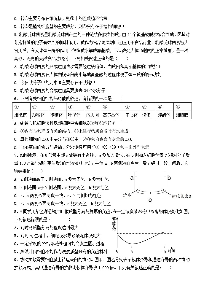 河北省保定市唐县第一中学2025-2026学年高一上学期12月月考生物试卷第2页
