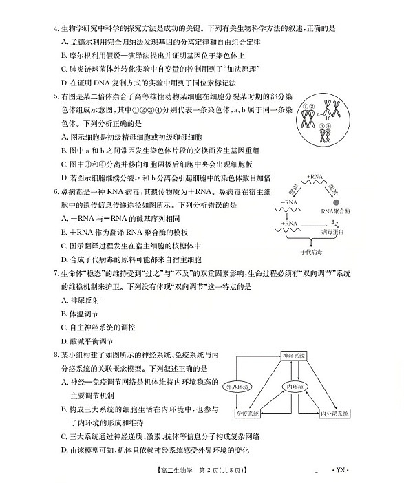 金太阳云南省2025-2026学年高二上学期12月联考生物试卷第2页