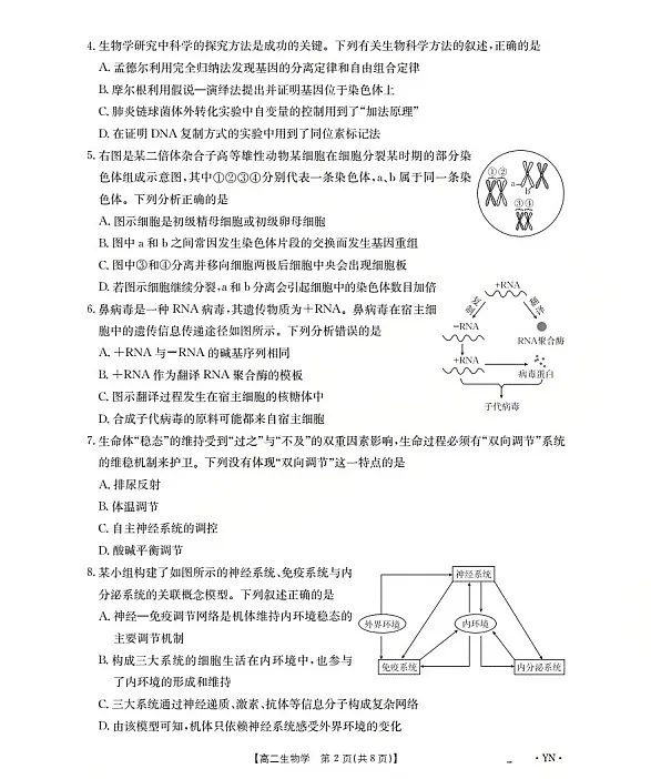 金太阳云南省2025-2026学年高二上学期12月联考生物试卷第2页