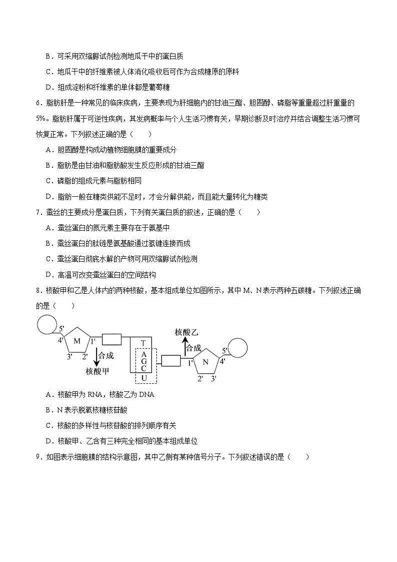 陕西省安康市2025-2026学年高一上学期期中联考生物试题（Word版附答案）第2页