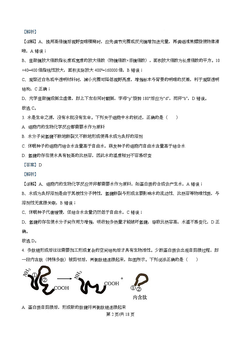 湖北省随州部分学校2025-2026学年高一上学期12月月考生物试题 Word版含解析第2页