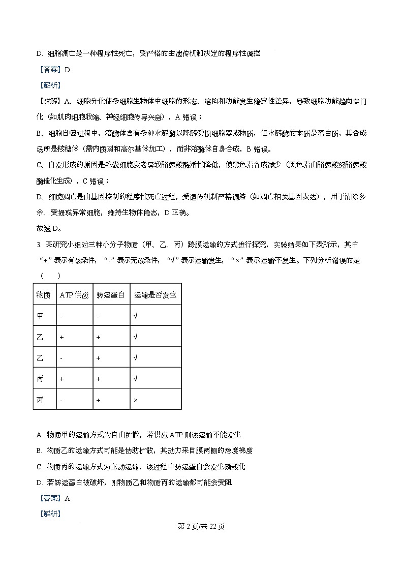 湖南省湘一名校2026届高三上学期12月月考生物试题 Word版含解析第2页