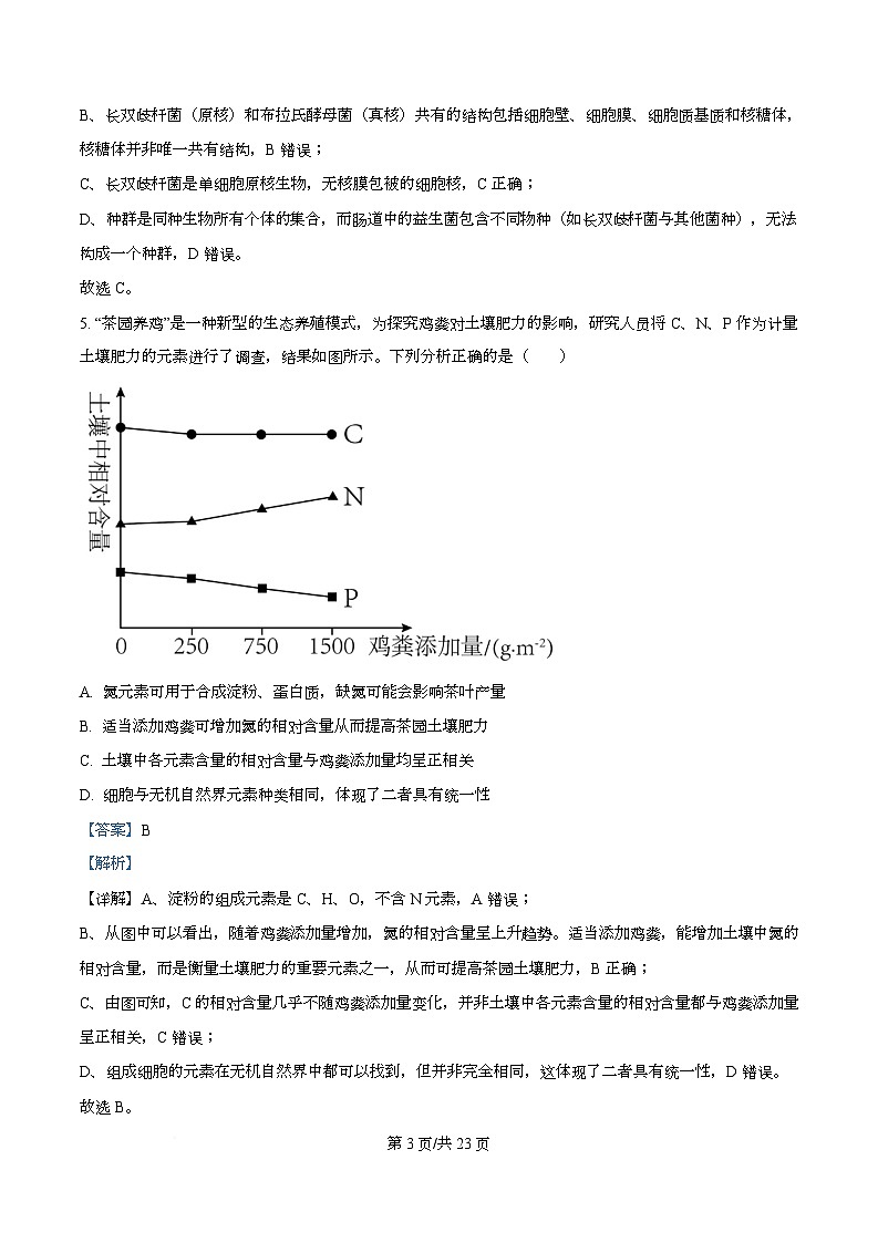 四川省仁寿第一中学南校区2025-2026学年高一上学期12月期中生物试题 Word版含解析第3页