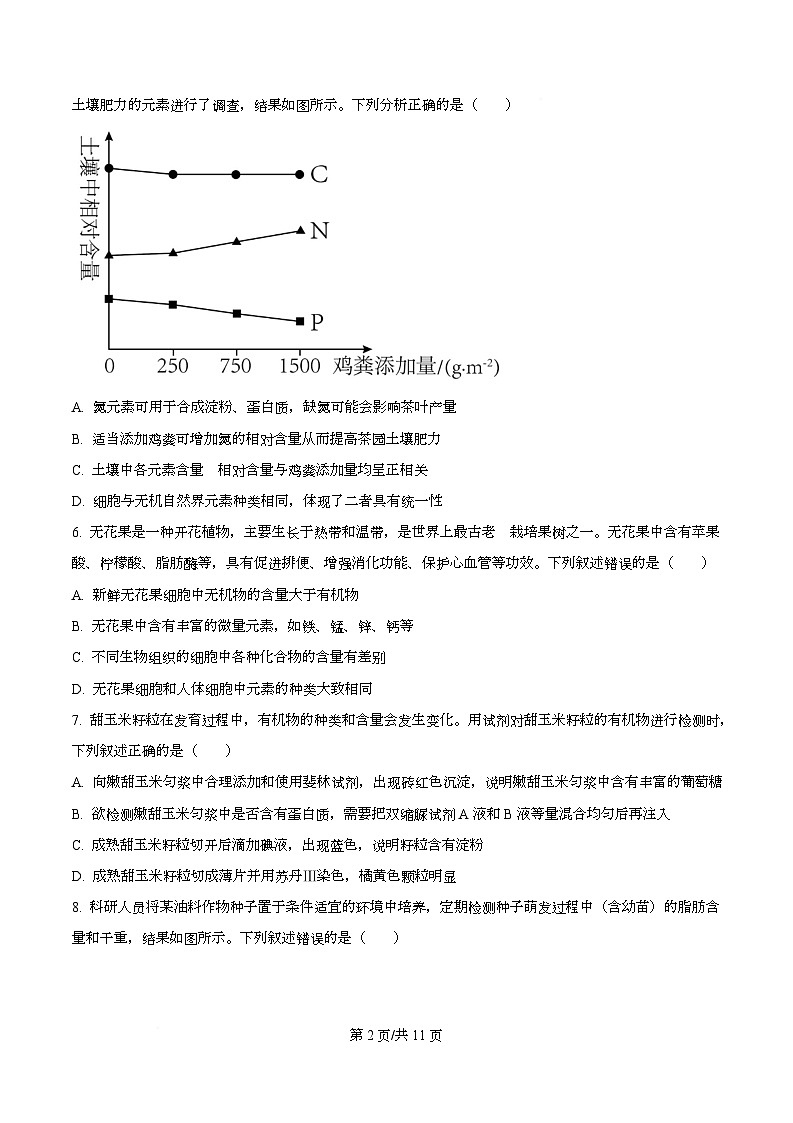 四川省仁寿第一中学南校区2025-2026学年高一上学期12月期中生物试题（原卷版）第2页