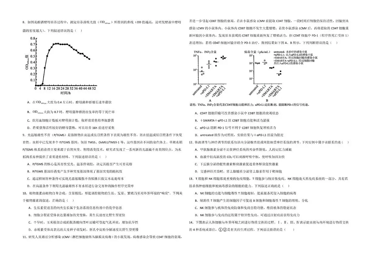 2025-2026学年内蒙古自治区鄂尔多斯市东胜区鄂尔多斯市第一中学高二上学期1月月考生物试题（有解析）第2页