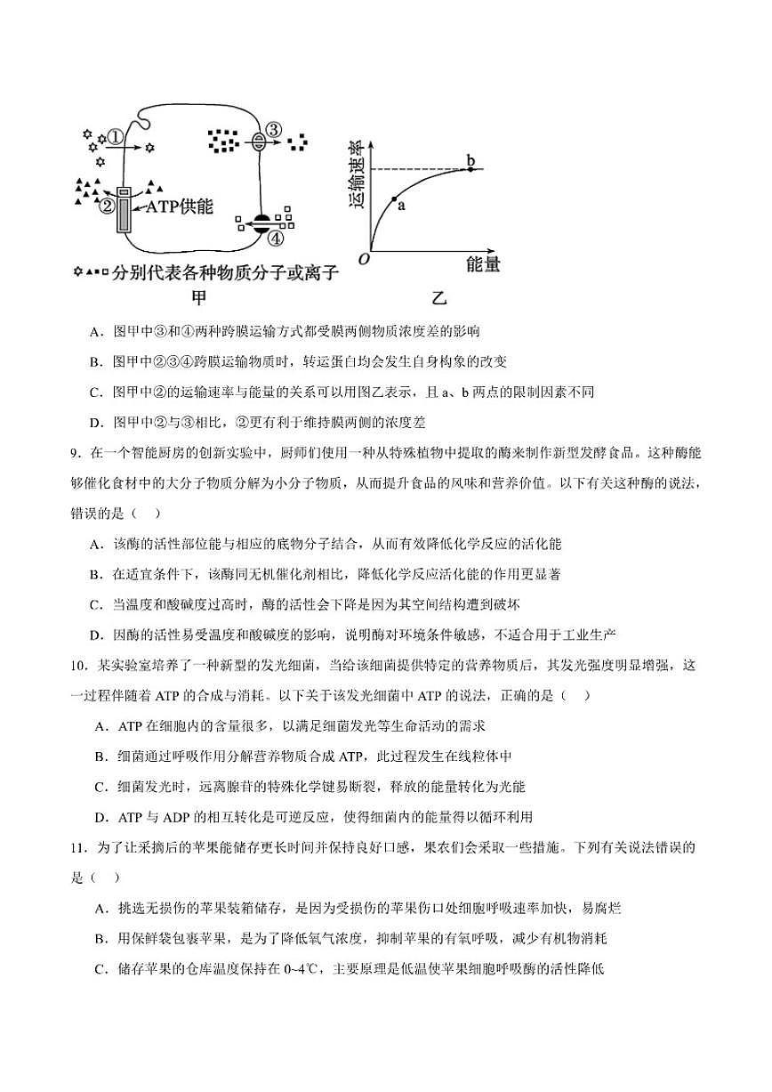 2024-2025学年贵州省黔南州高一上学期期末质量检测生物试卷（有答案）第3页