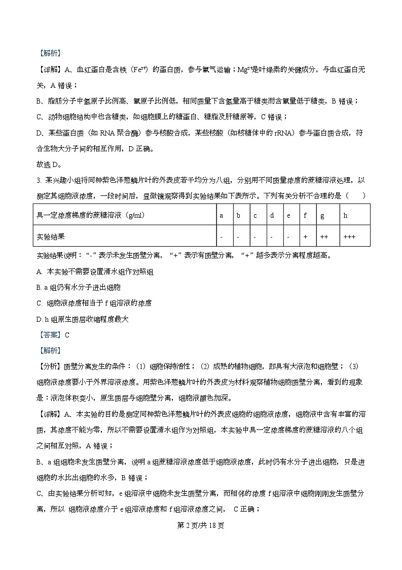 2026届四川省眉山市仁寿县第一中学（北校区）高三一模生物试题 Word版含解析第2页