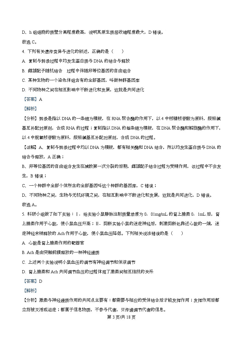 2026届四川省眉山市仁寿县第一中学（北校区）高三一模生物试题 Word版含解析第3页