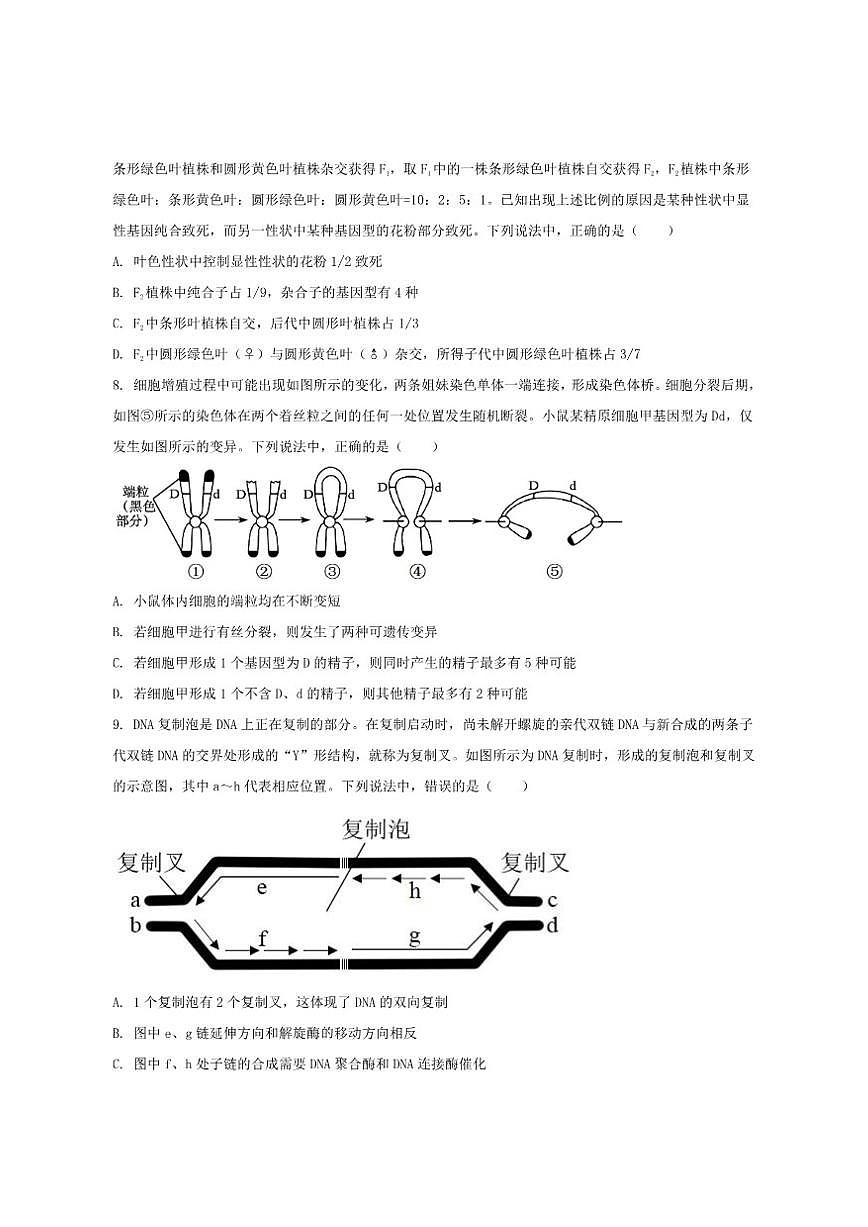 2026届山东省九五高中协作体高三上学期12月质量检测生物试卷（有答案）第3页