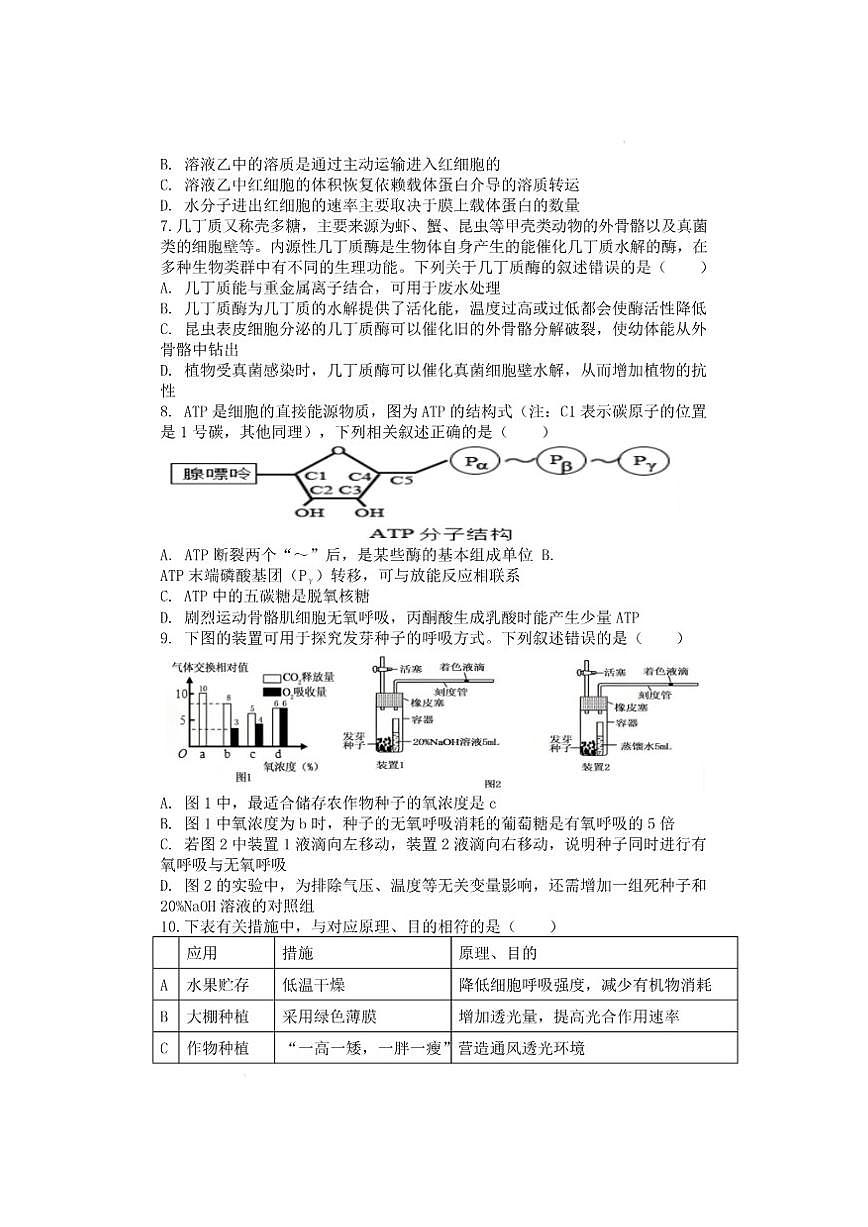 2025-2026学年陕西省西安市鄠邑区第二中学高三上学期第三次检测考试生物试题（有答案）第3页
