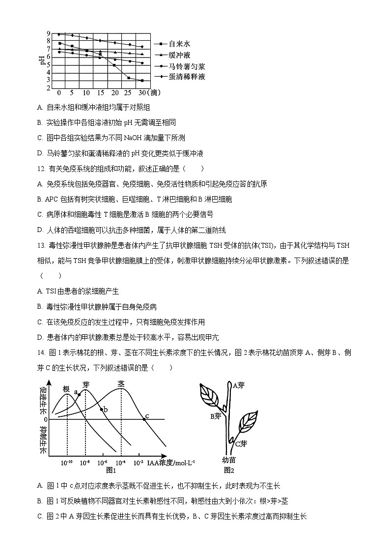 福建省泉州市高二上学期1月期末生物试题（原卷版）-A4第3页