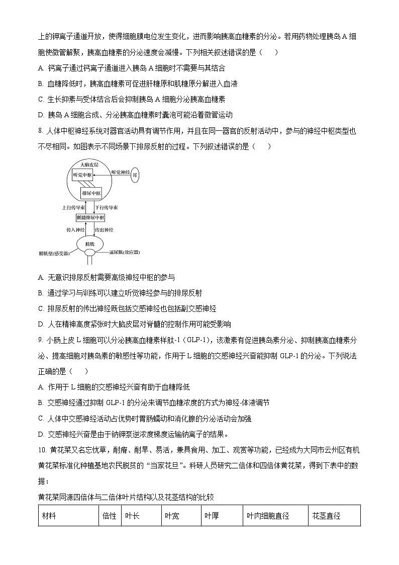 福建省莆田市涵江区莆田锦江中学高二上学期1月期末生物试题（原卷版）-A4第3页