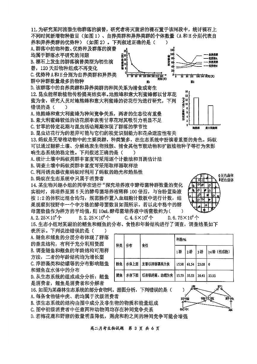 山西省太原市山西大学附属中学校2025-2026学年高二上学期12月月考生物试题（含答案）第3页