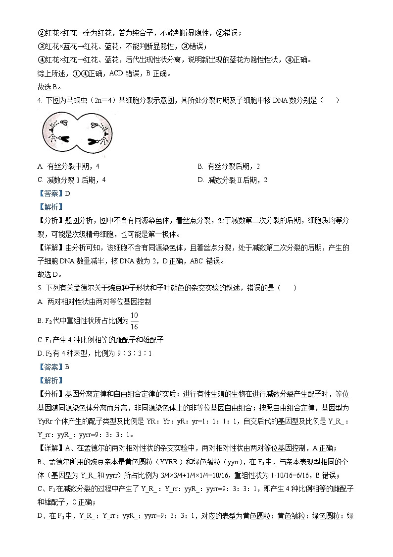 福建省泉州市2021-2022学年高一下学期期末教学质量监测生物试题（解析版）-A4第2页
