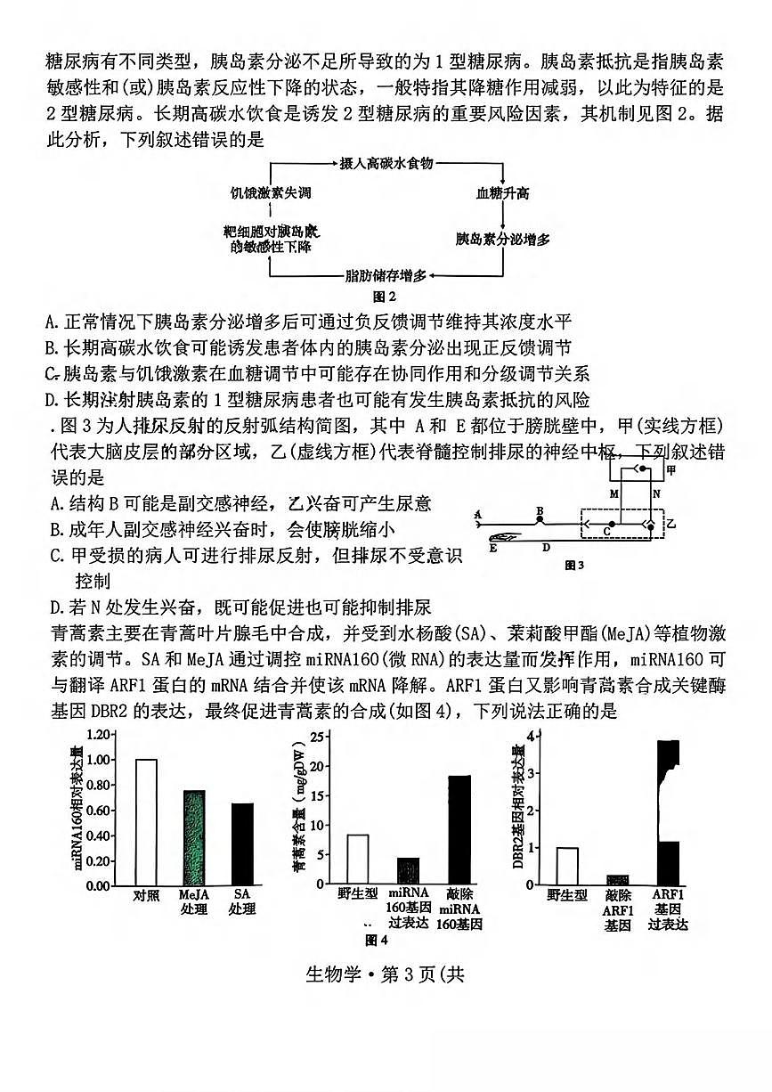 生物丨云南师范大学附属中学2026届高三上学期1月适应性月考（六）试卷及答案第3页