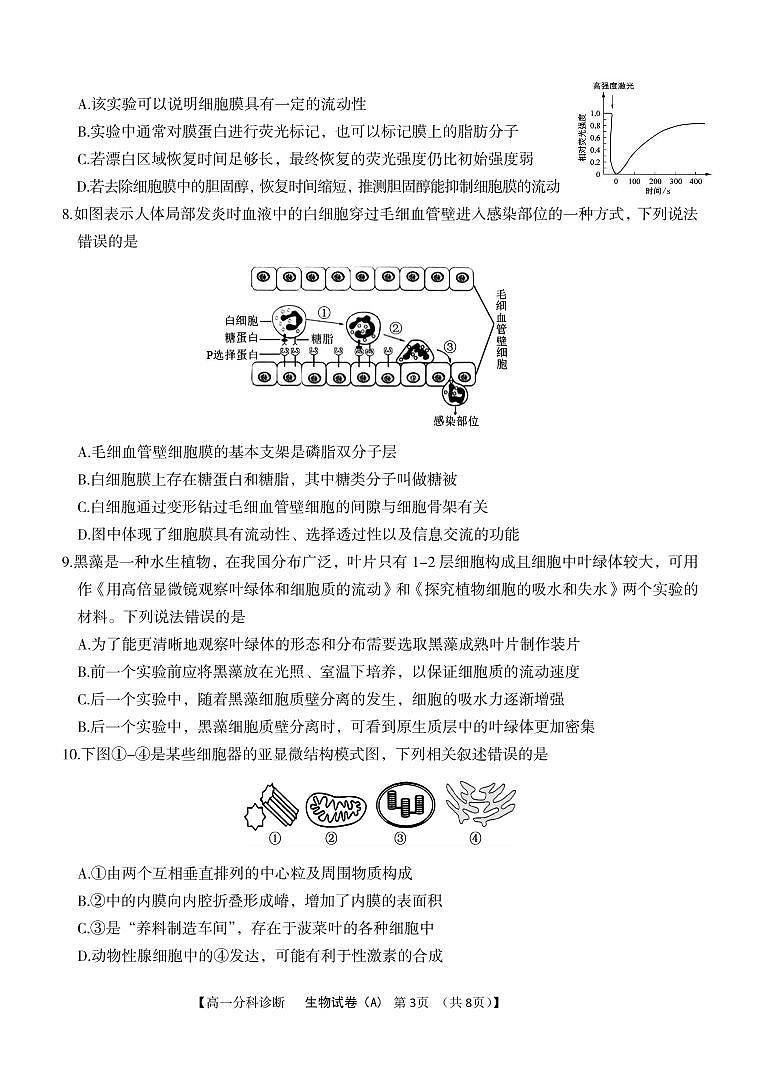 安徽省十所名校2025-2026学年高一上学期12月月考试题 生物(含答案）第3页