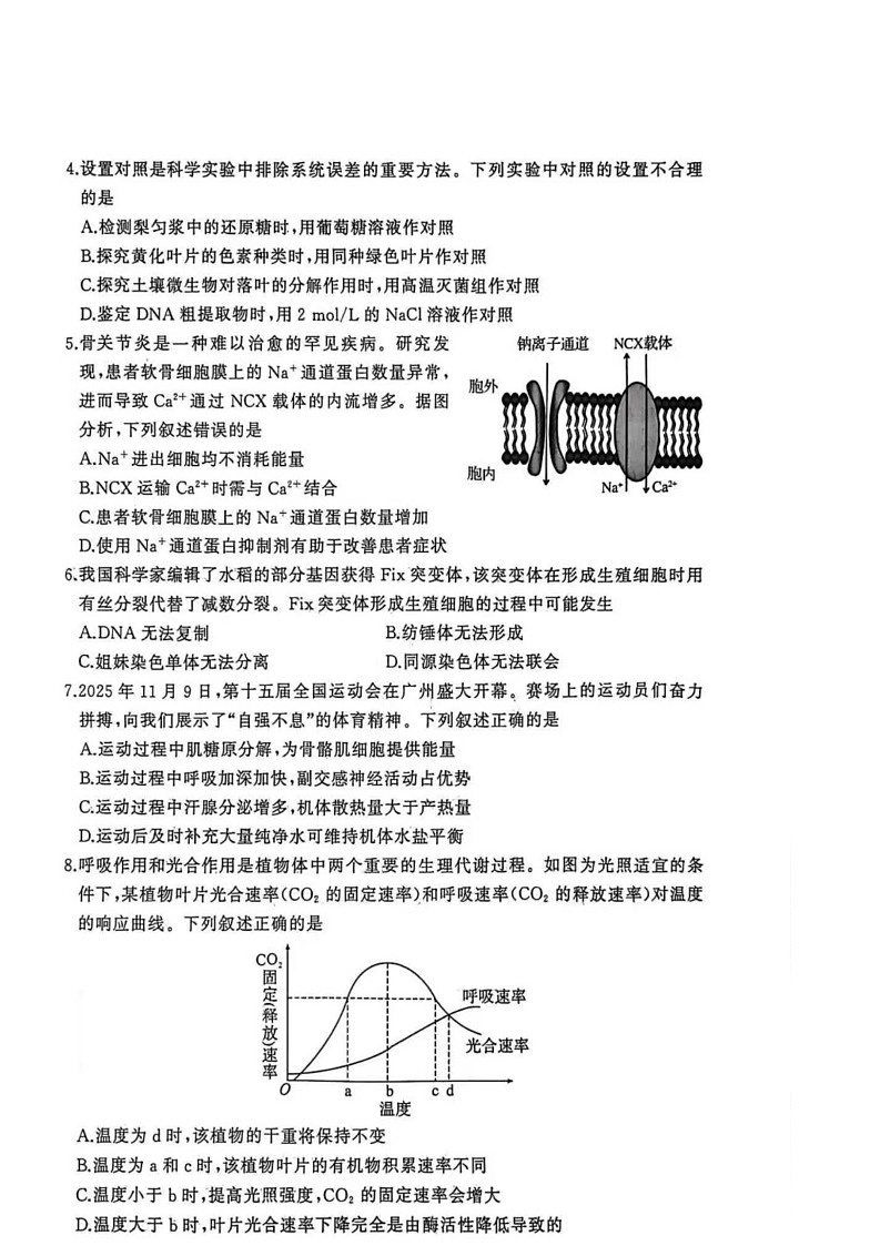 湖北省黄冈市2025-2026学年高三上学期1月期末生物试题第2页