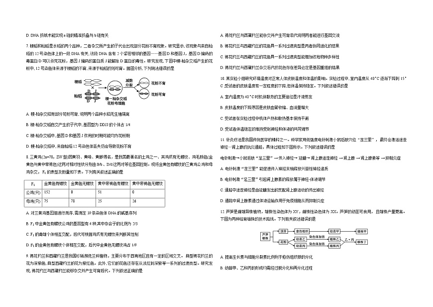 四川省成都市第七中学2026届高三上学期一诊模拟考试生物试卷（Word版附答案）第2页