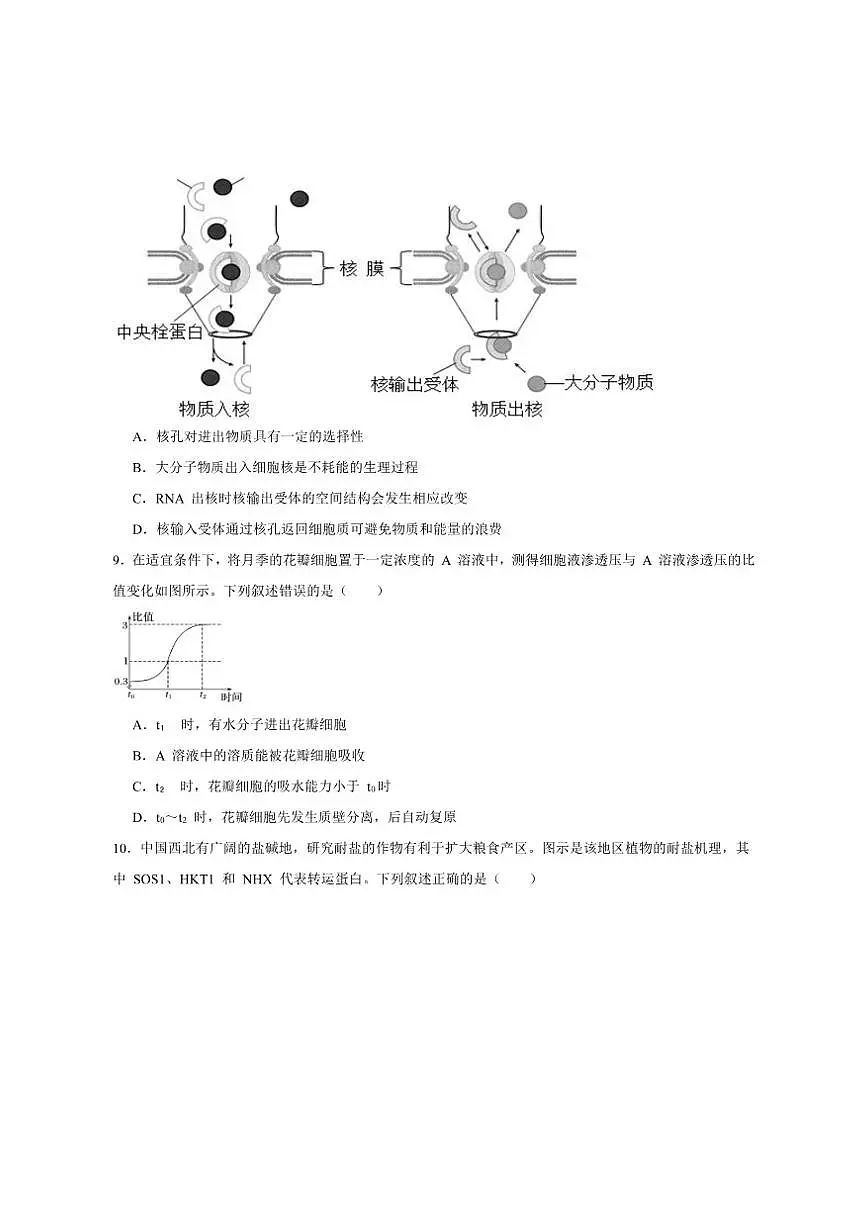 2024-2025学年山东省聊城市高一上学期期末教学质量抽测生物试卷（有答案）第3页