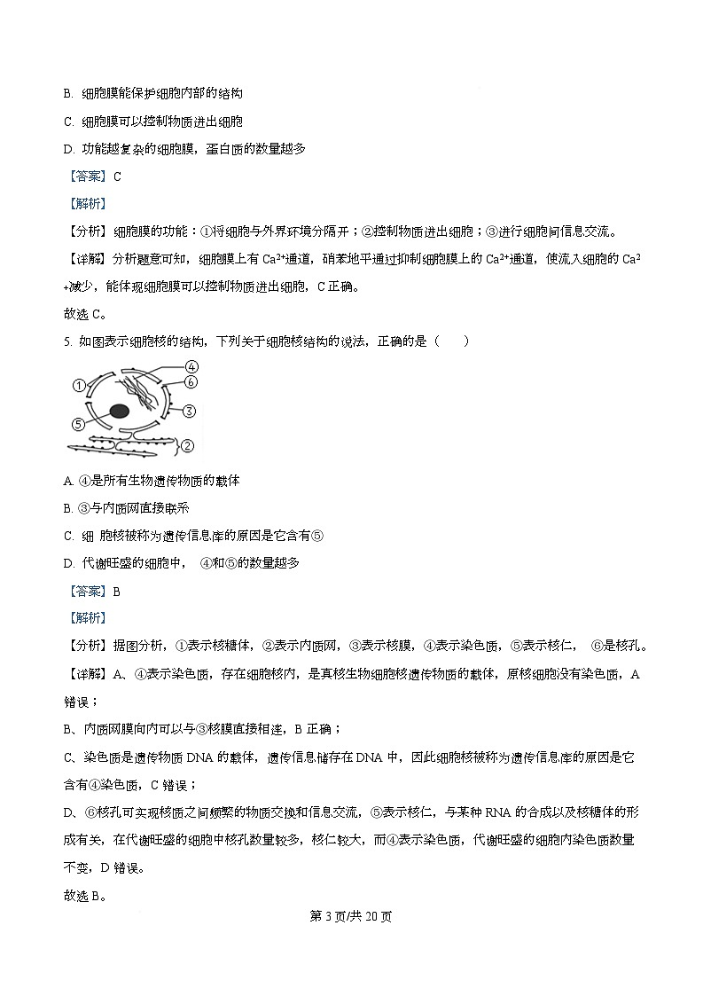 浙江省杭州市西湖区浙江大学附属中学2025-2026学年高一上学期12月月考生物试题 Word版含解析第3页