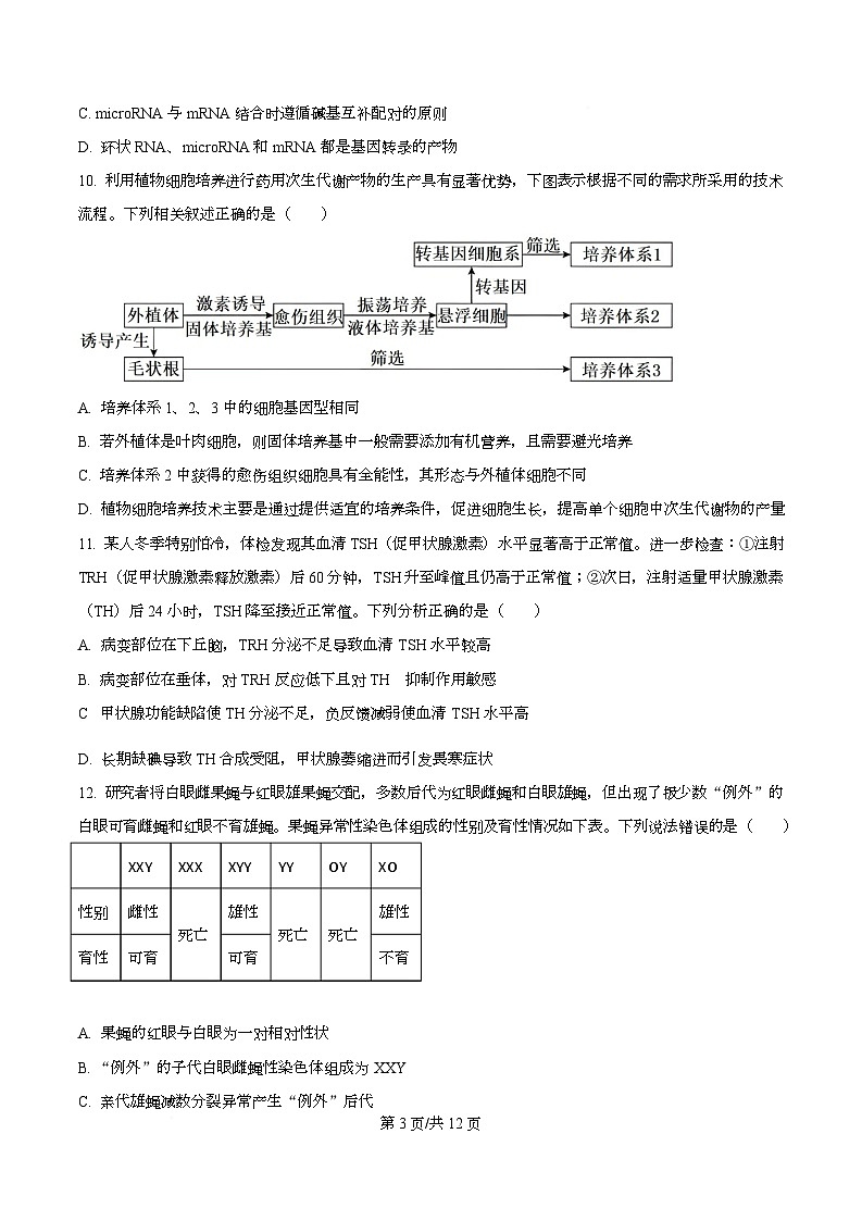 浙江省杭州学军中学2025-2026学年高三上学期首考适应性考试生物试题（原卷版）第3页