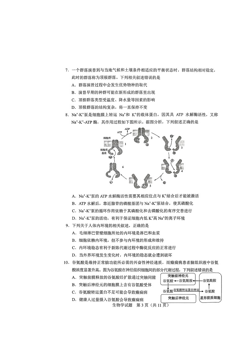 吉林省长春市2026届高三上学期1月一模试题 生物 含答案第3页