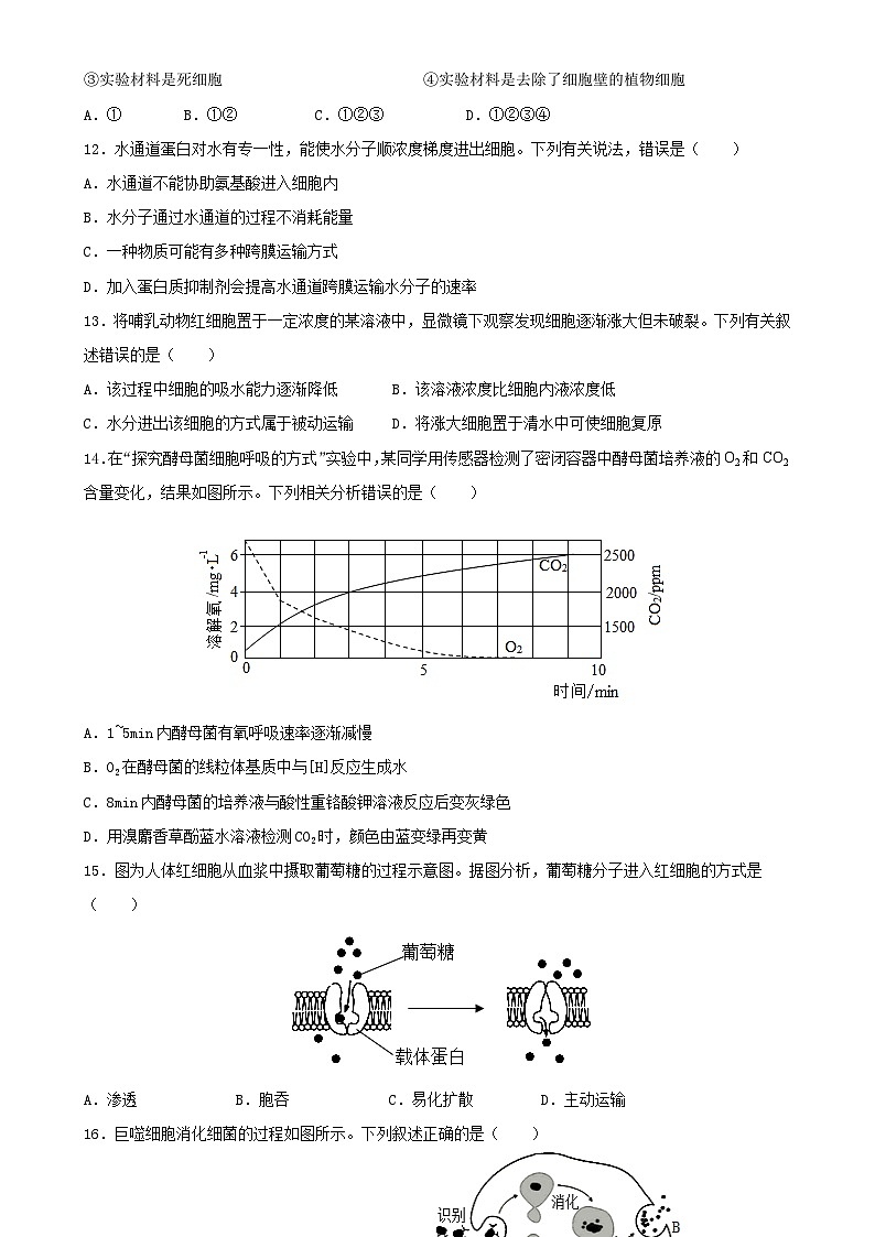 福建省福州市长乐第一中学高一上学期第二次月考生物试题-A4第3页