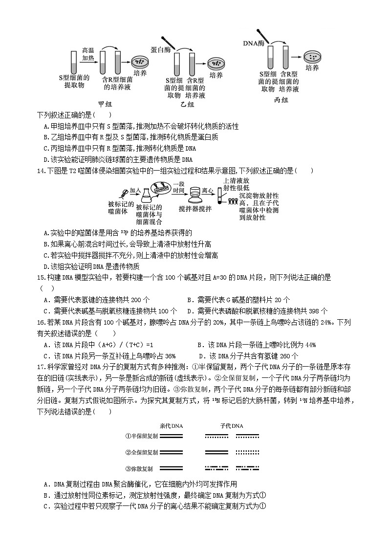 福建省福州金桥高中高一下学期期中考试生物试题-A4第3页