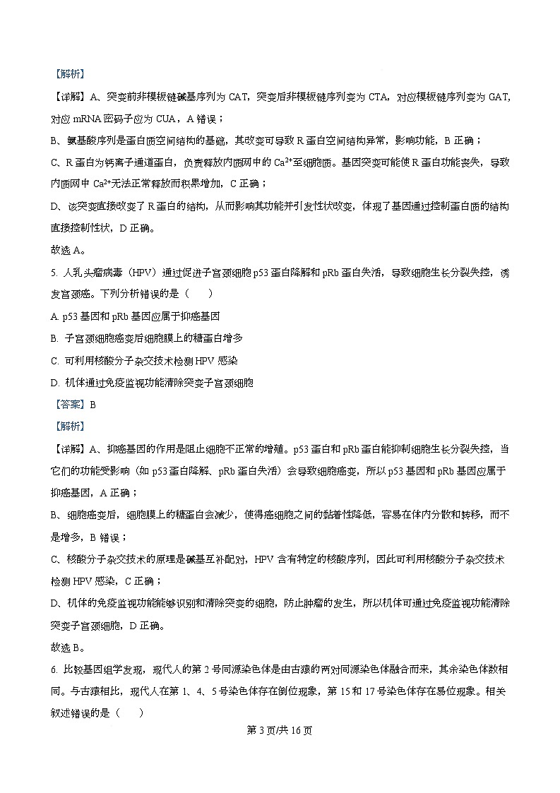 安徽省合肥市第八中学2025-2026学年高三上学期生物周测9 Word版含解析第3页