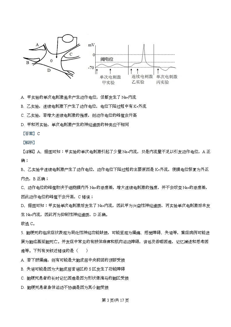 安徽省十校联盟联考2025-2026学年高二上学期12月月考生物试题 Word版含解析第3页