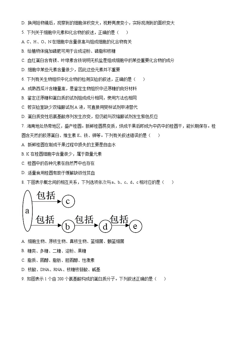 福建省福州市福9联盟校2024-2025学年高一上学期11月期中生物试题  Word版无答案第2页