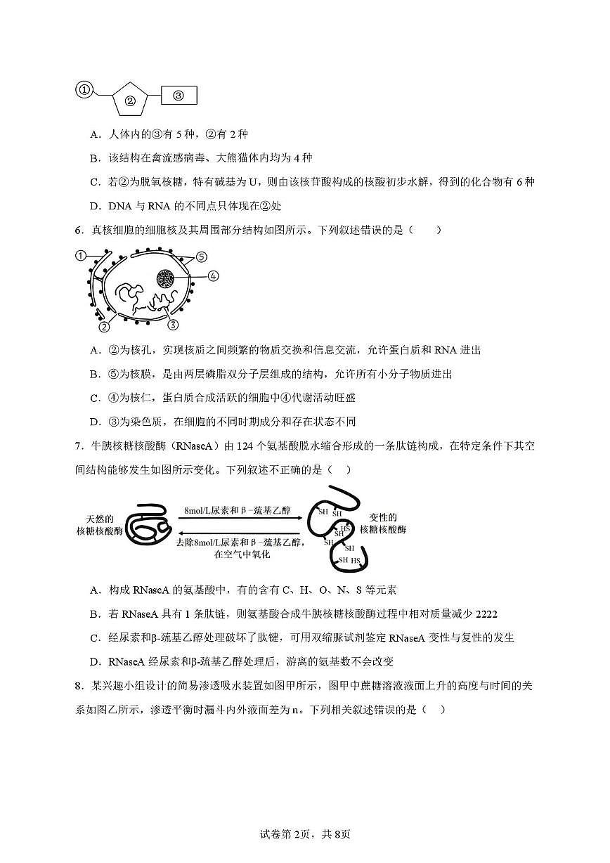 安徽省六安市重点高中2025-2026学年高一上学期12月月考试题 生物（含答案）第2页