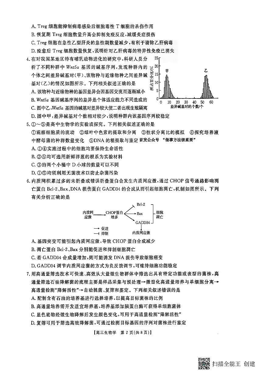 河南省2025—2026年度上学期高三上学期1月第四次联考生物试卷+答案第2页