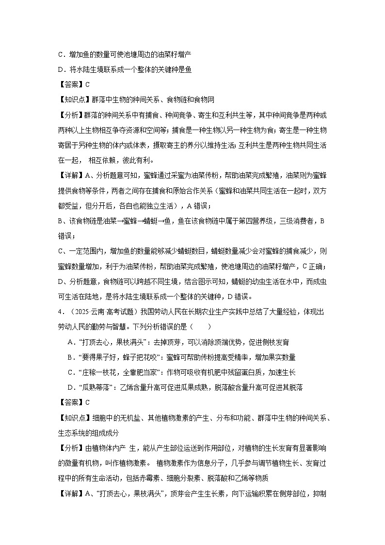 2025年高考生物试题分类汇编 专题13  群落及其演替第3页