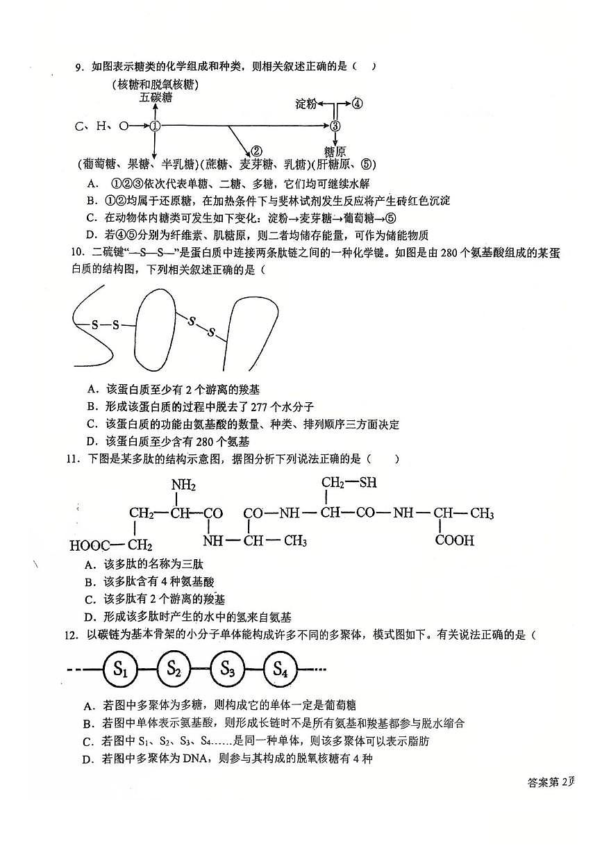 天津市第四十三中学2025-2026学年高一上学期12月月考生物试卷第3页